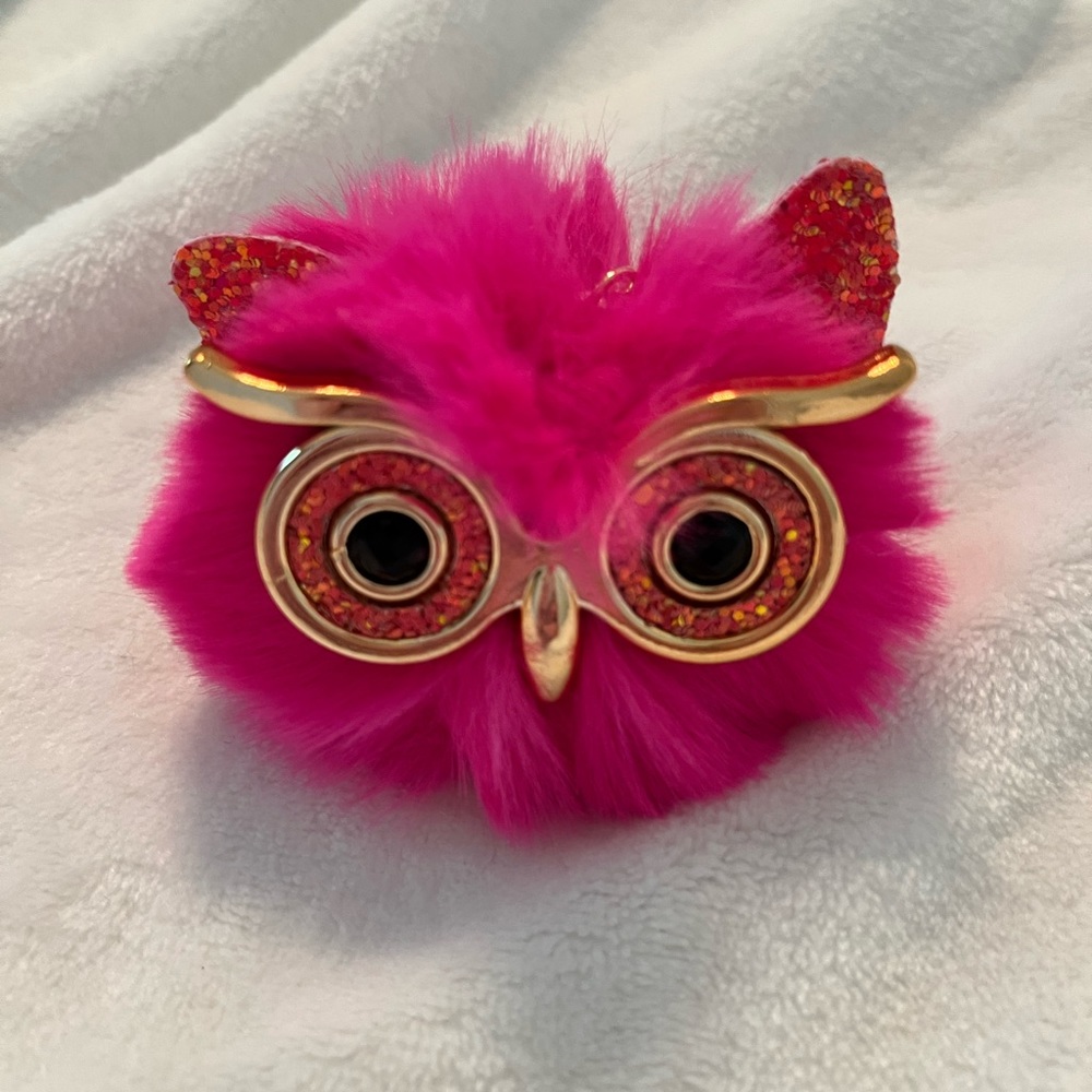 Pink Owl Keychain Bag Charm